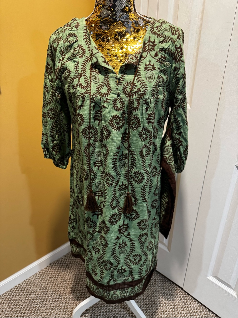 Studio Park Embroidered print Tunic Dress with Tassels